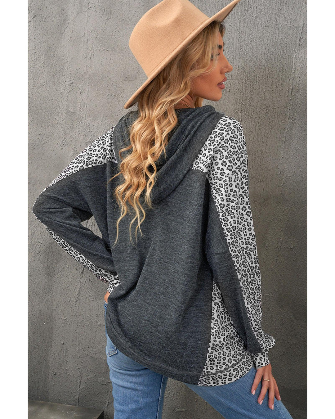 Azura Exchange Patchwork Leopard Pullover Hoodie - L