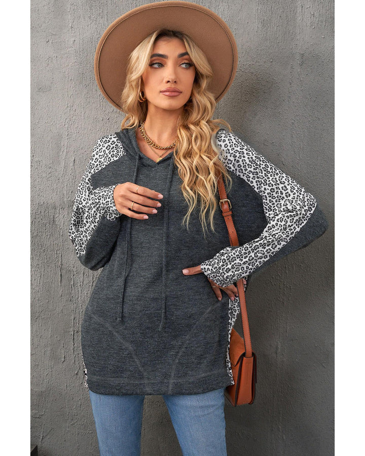 Azura Exchange Patchwork Leopard Pullover Hoodie - L