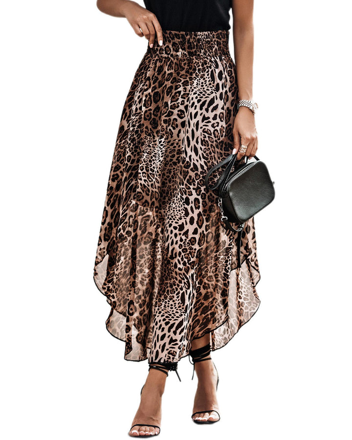 Azura Exchange Leopard Smocked Waist Skirt - XL