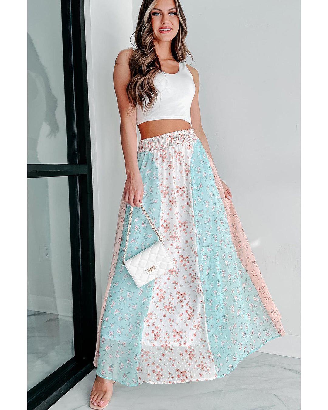 Azura Exchange Floral Print Maxi Skirt - L