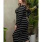 Azura Exchange Black Plus Size Striped Loose Long Shift Dress - 1X