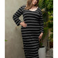 Azura Exchange Black Plus Size Striped Loose Long Shift Dress - 1X