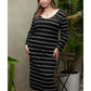 Azura Exchange Black Plus Size Striped Loose Long Shift Dress - 1X