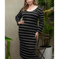 Azura Exchange Black Plus Size Striped Loose Long Shift Dress - 1X