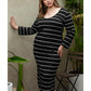 Azura Exchange Black Plus Size Striped Loose Long Shift Dress - 1X