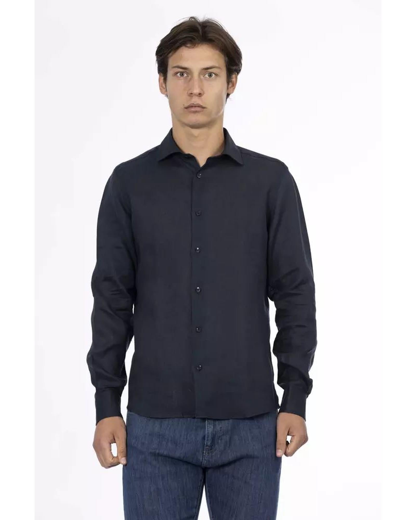 Baldinini Trend Men's Blue Linen Shirt - L