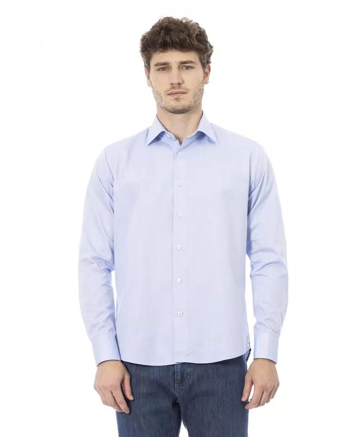 Baldinini Trend Men's Light Blue Cotton Shirt - 44 IT