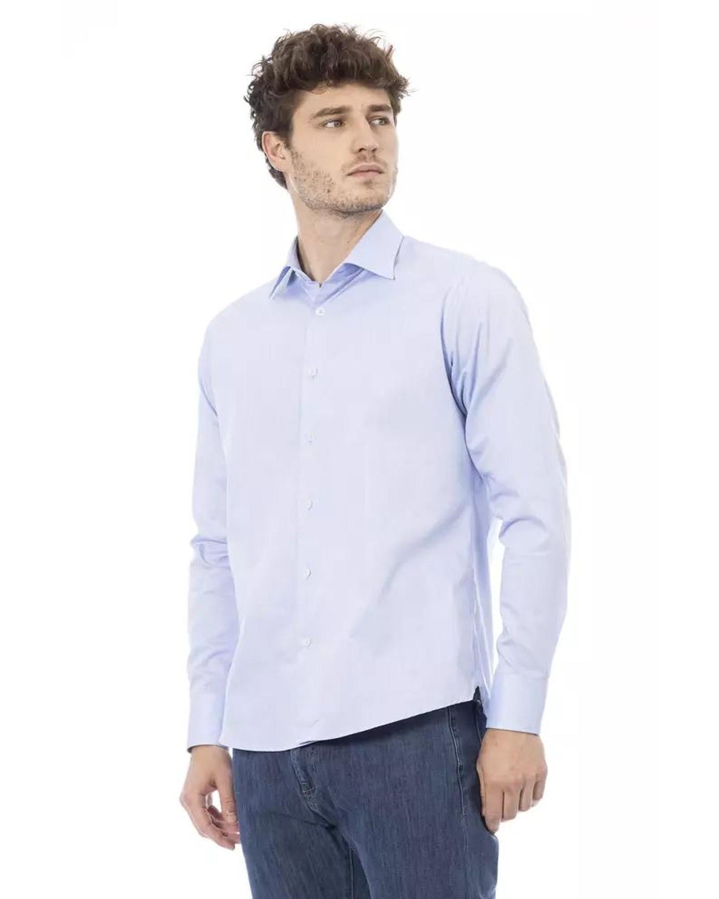 Baldinini Trend Men's Light Blue Cotton Shirt - 44 IT