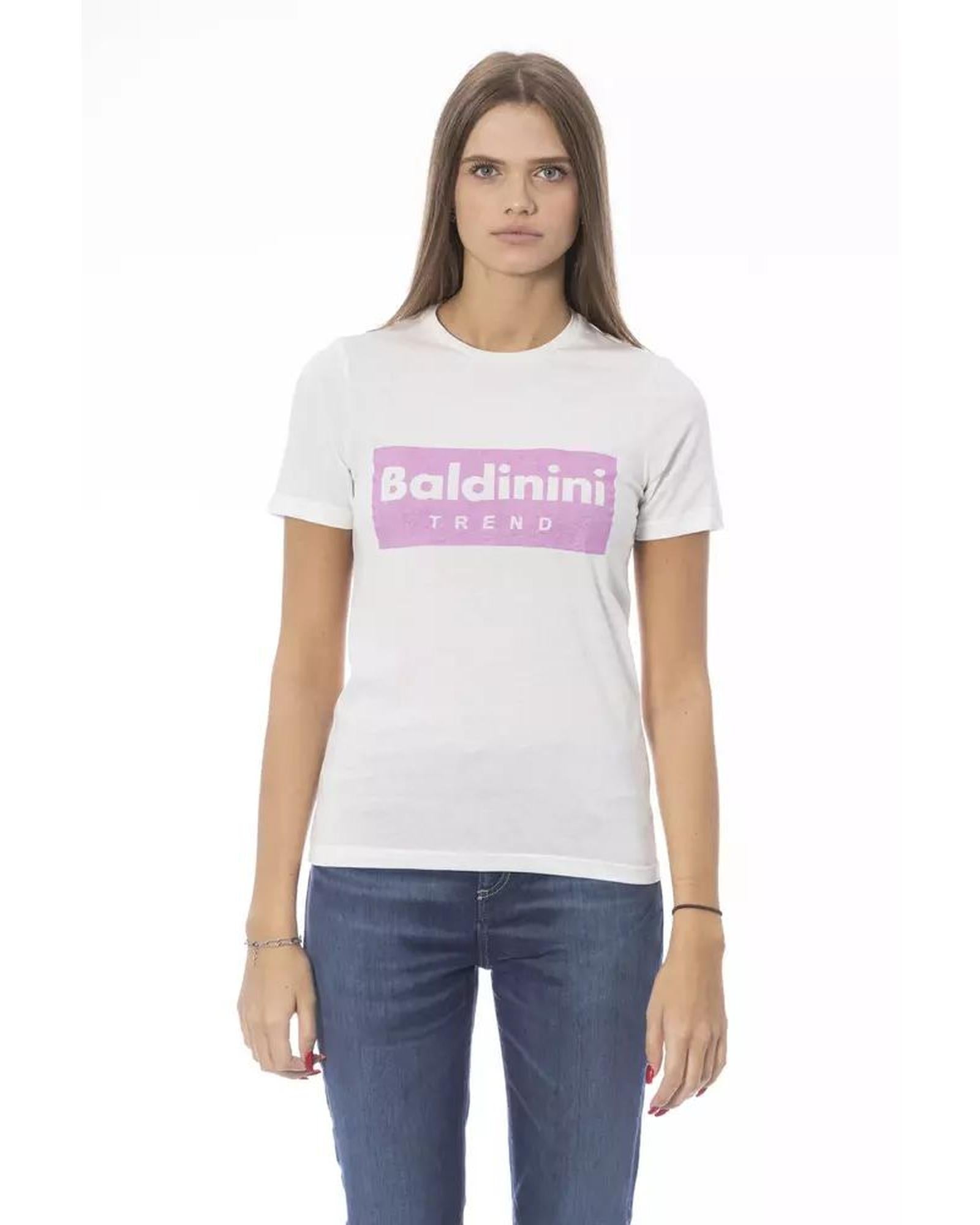 Baldinini Trend Women's White Cotton Tops & T-Shirt - L