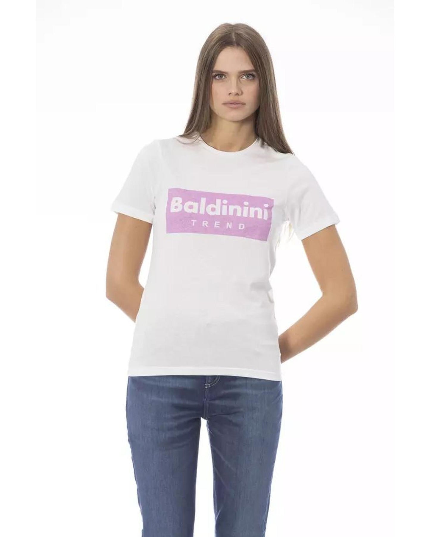 Baldinini Trend Women's White Cotton Tops & T-Shirt - L