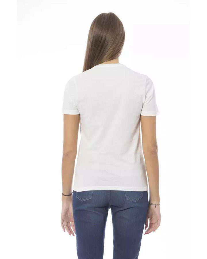 Baldinini Trend Women's White Cotton Tops & T-Shirt - L