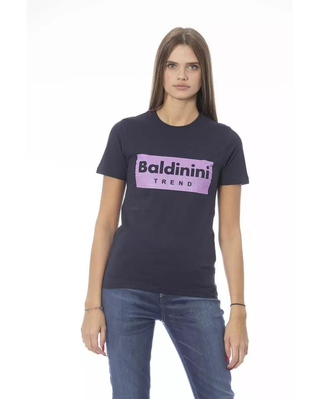 Baldinini Trend Women's Blue Cotton Tops & T-Shirt - L