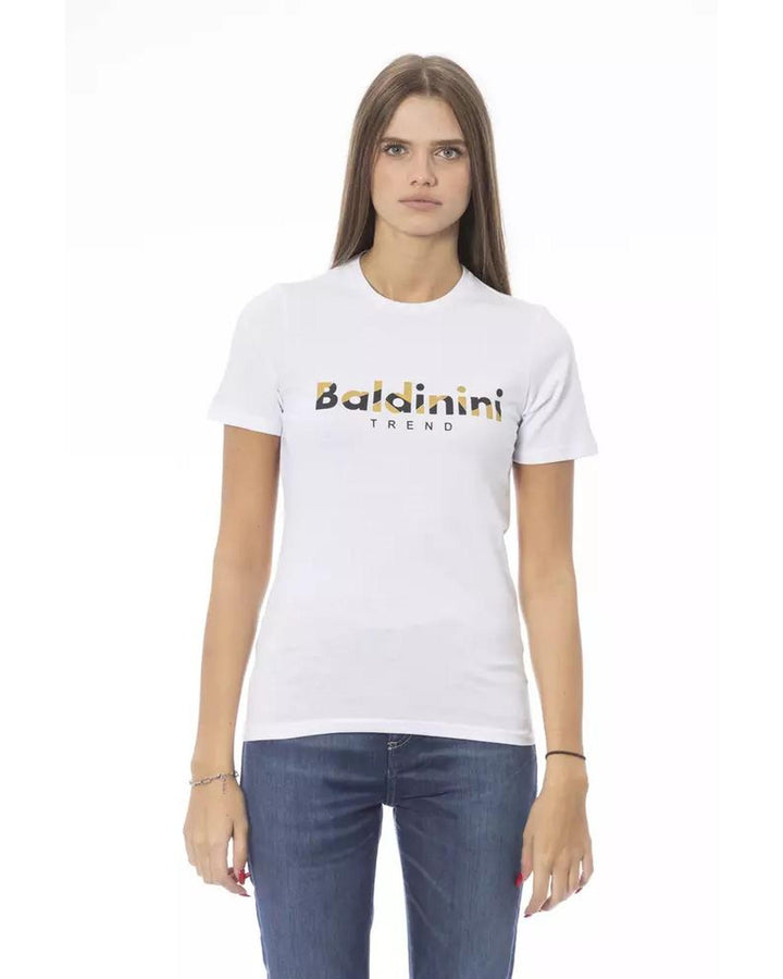 Baldinini Trend Women's White Cotton Tops & T-Shirt - L