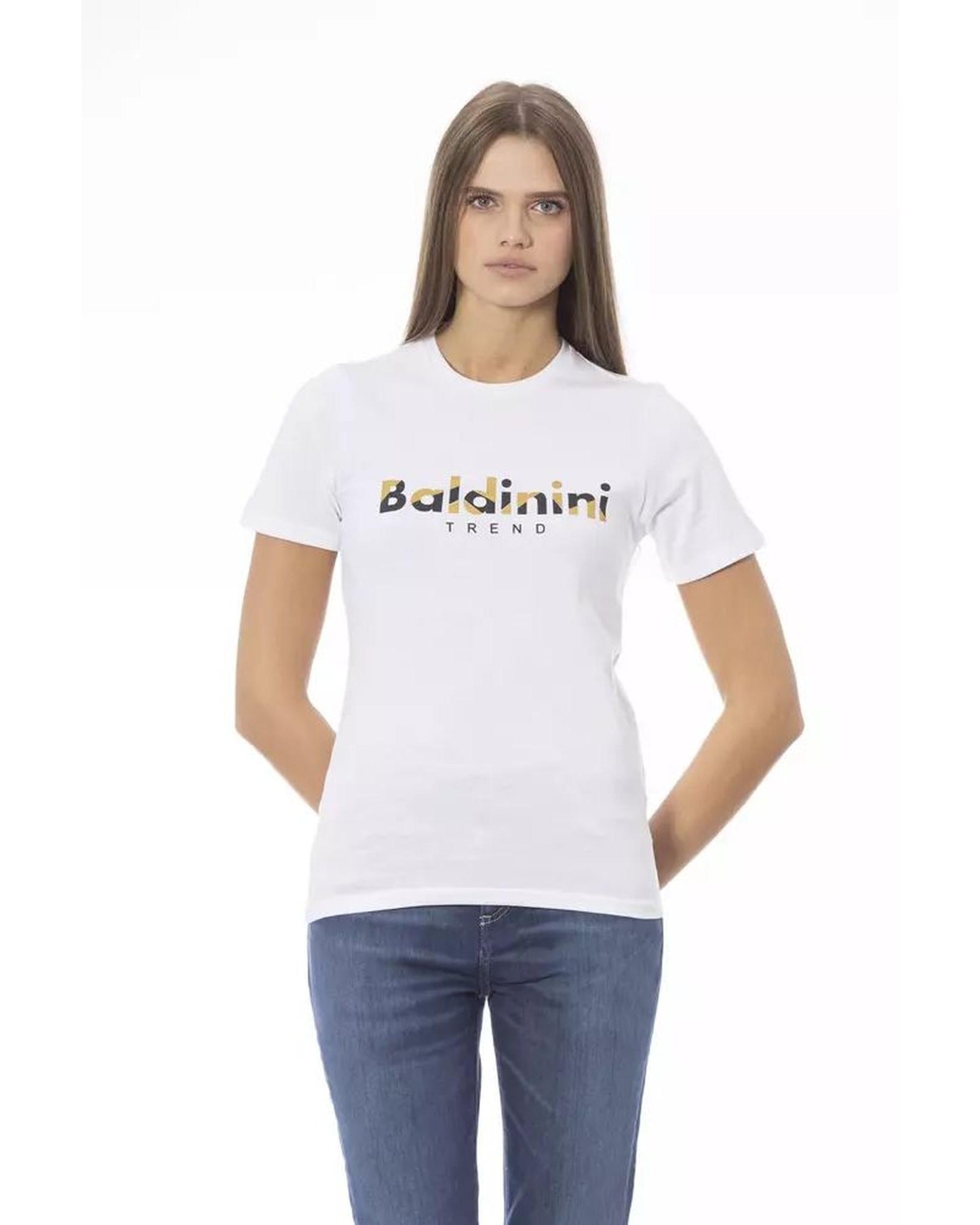 Baldinini Trend Women's White Cotton Tops & T-Shirt - XL