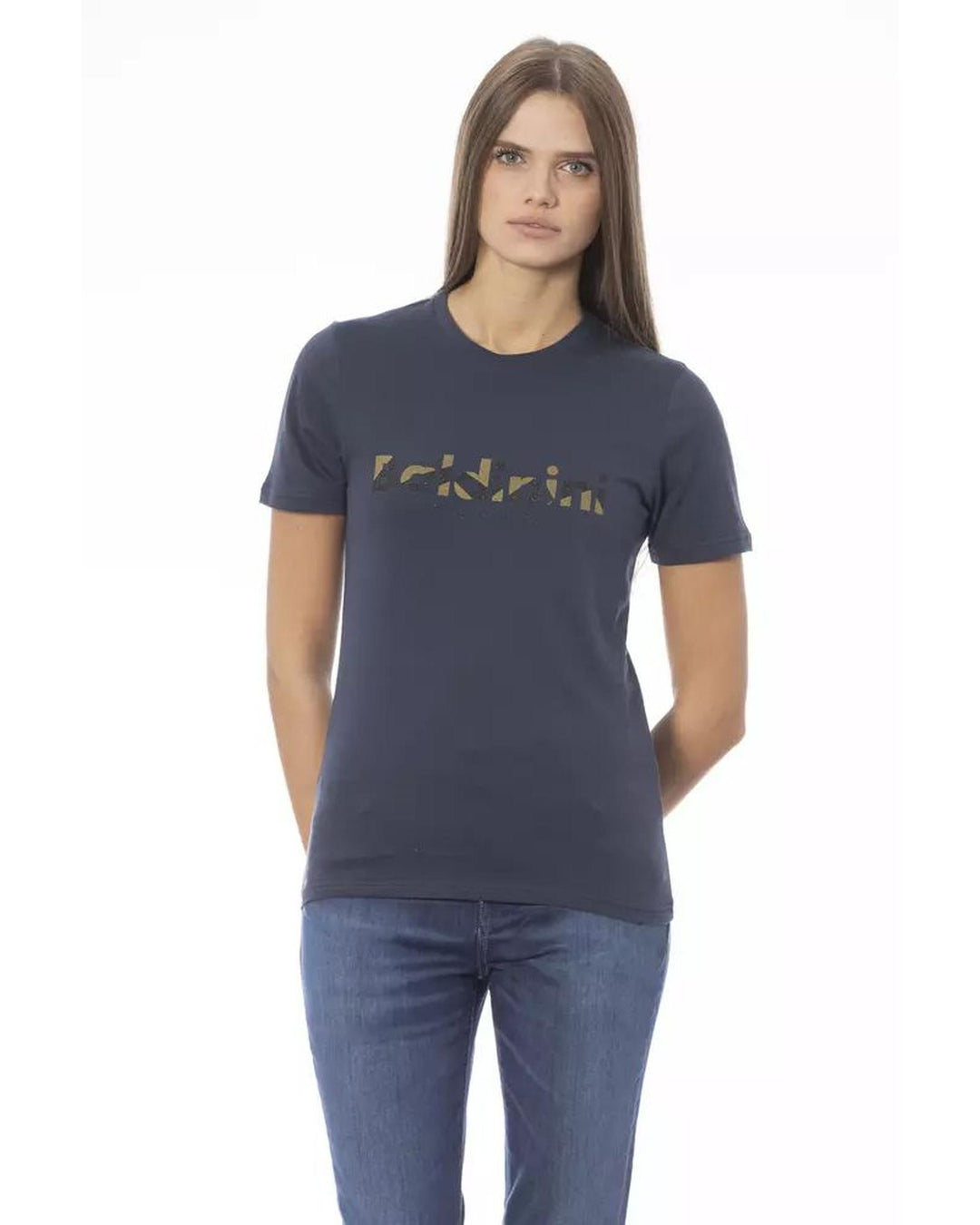 Baldinini Trend Women's Blue Cotton Tops & T-Shirt - L