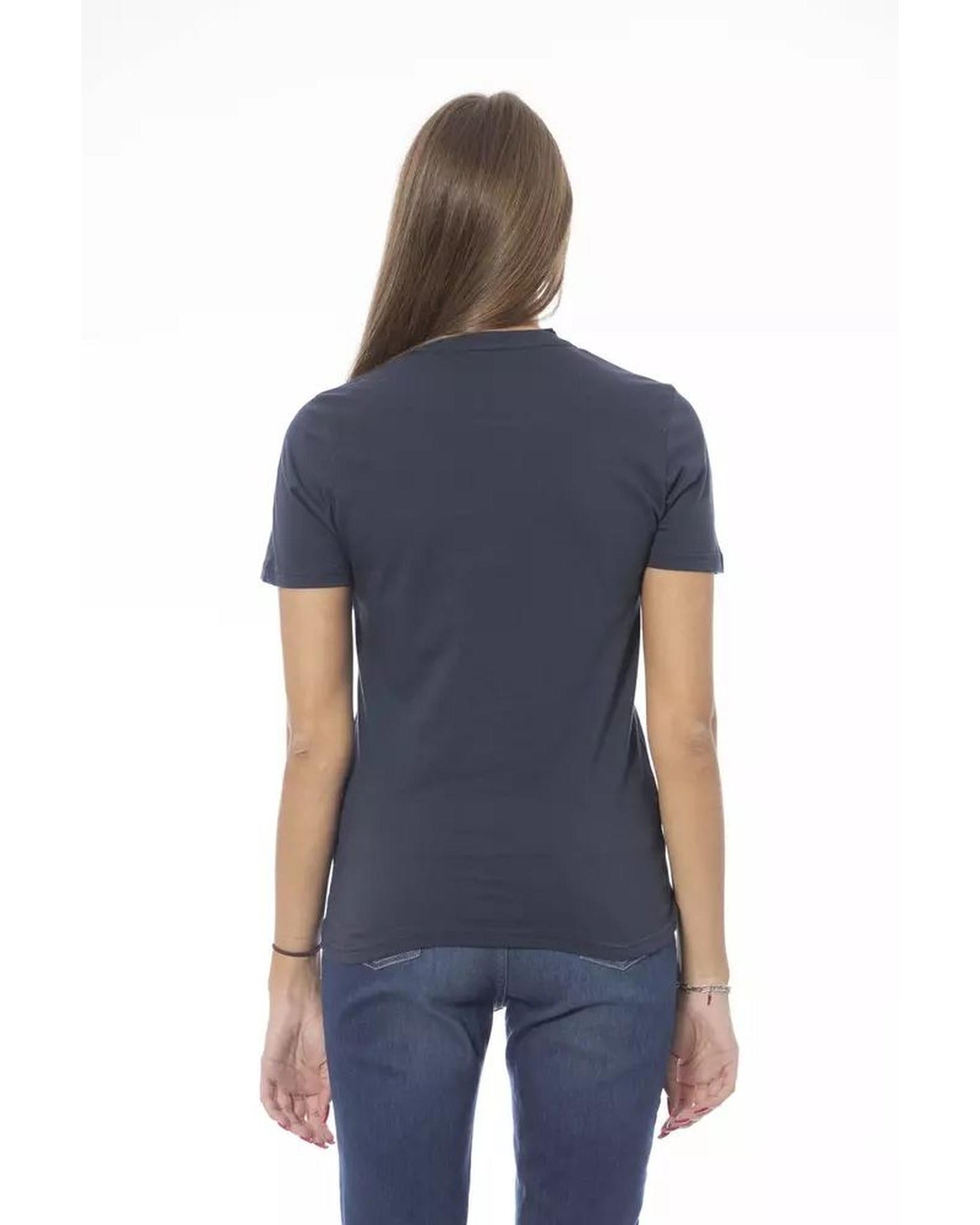 Baldinini Trend Women's Blue Cotton Tops & T-Shirt - L