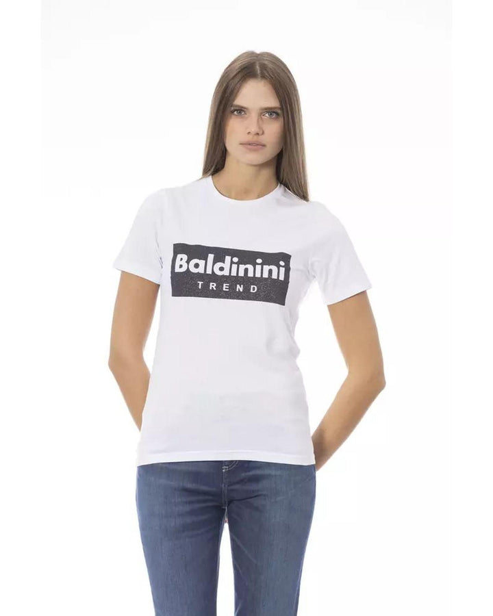 Baldinini Trend Women's White Cotton Tops & T-Shirt - L