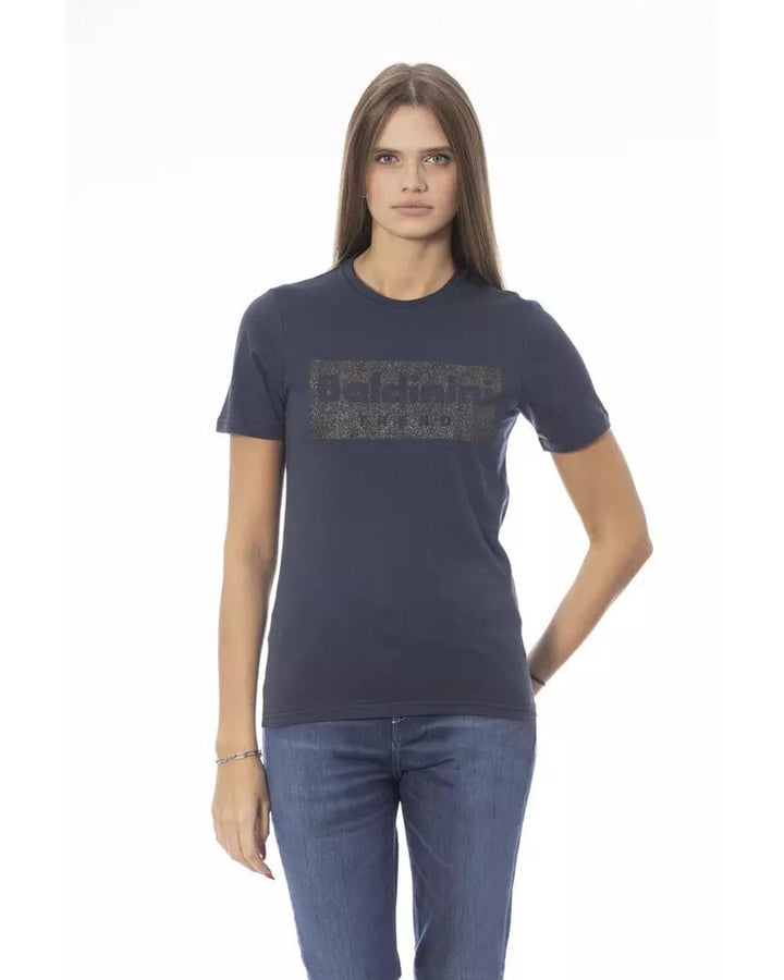 Baldinini Trend Women's Blue Cotton Tops & T-Shirt - L