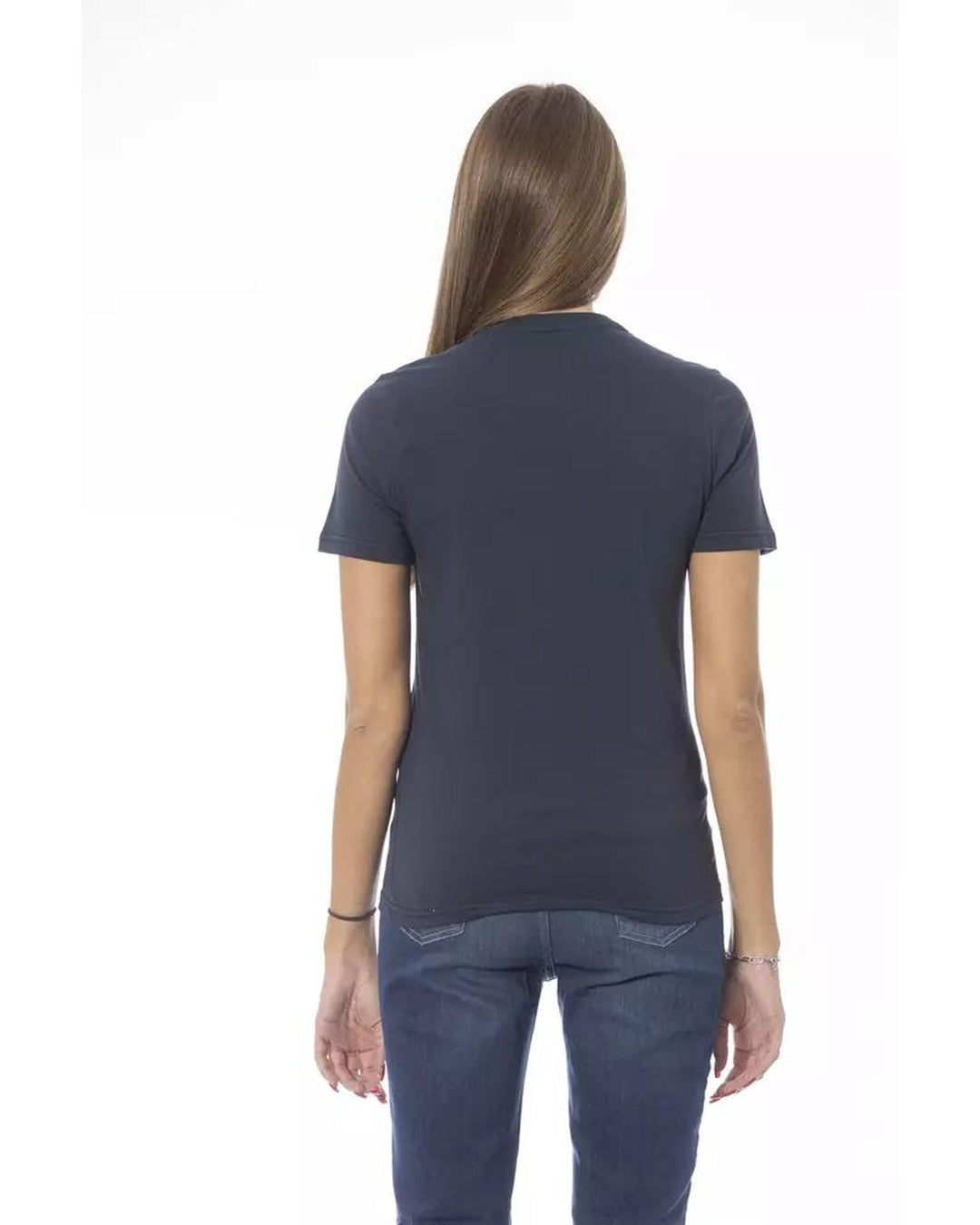 Baldinini Trend Women's Blue Cotton Tops & T-Shirt - L