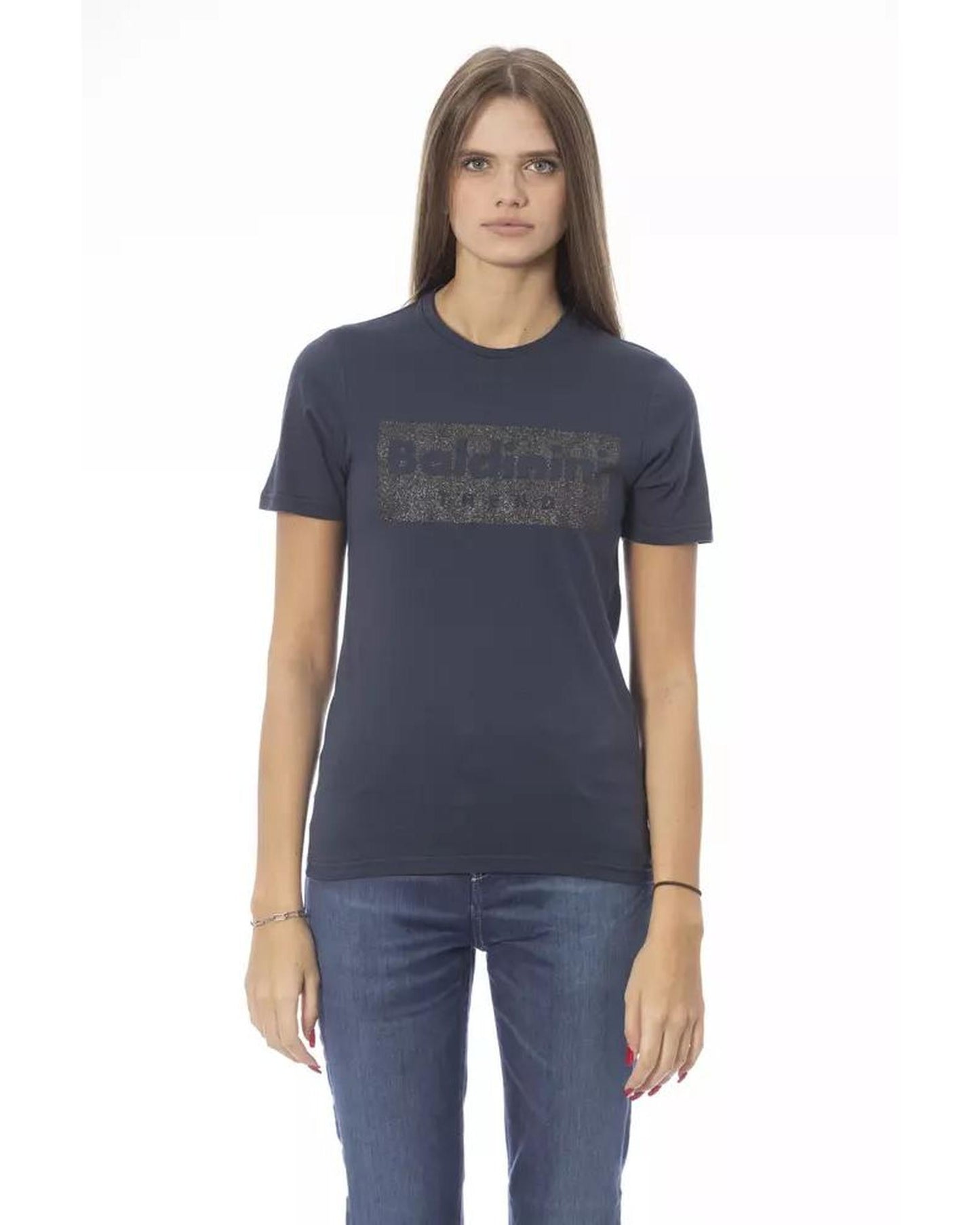 Baldinini Trend Women's Blue Cotton Tops & T-Shirt - M