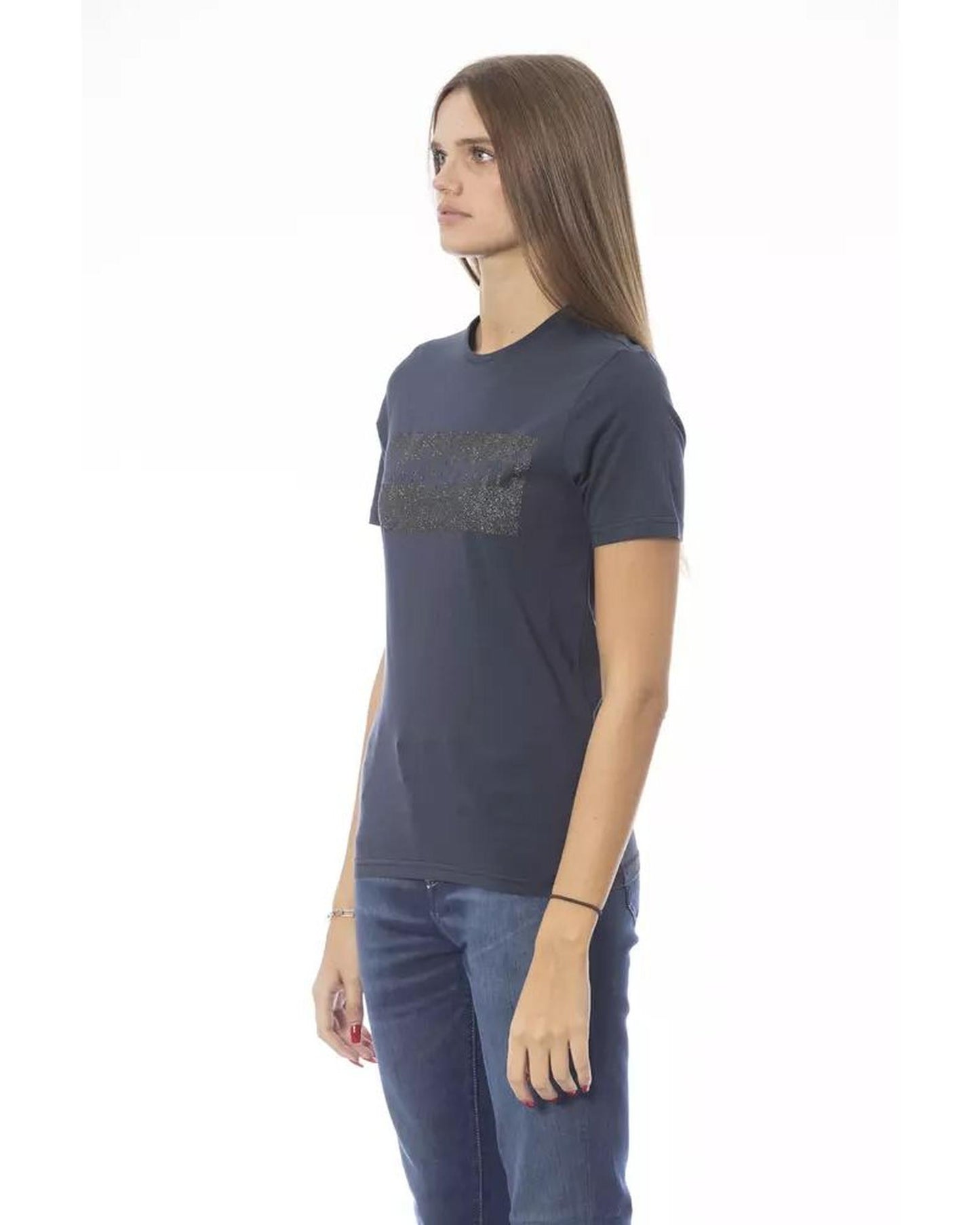 Baldinini Trend Women's Blue Cotton Tops & T-Shirt - M