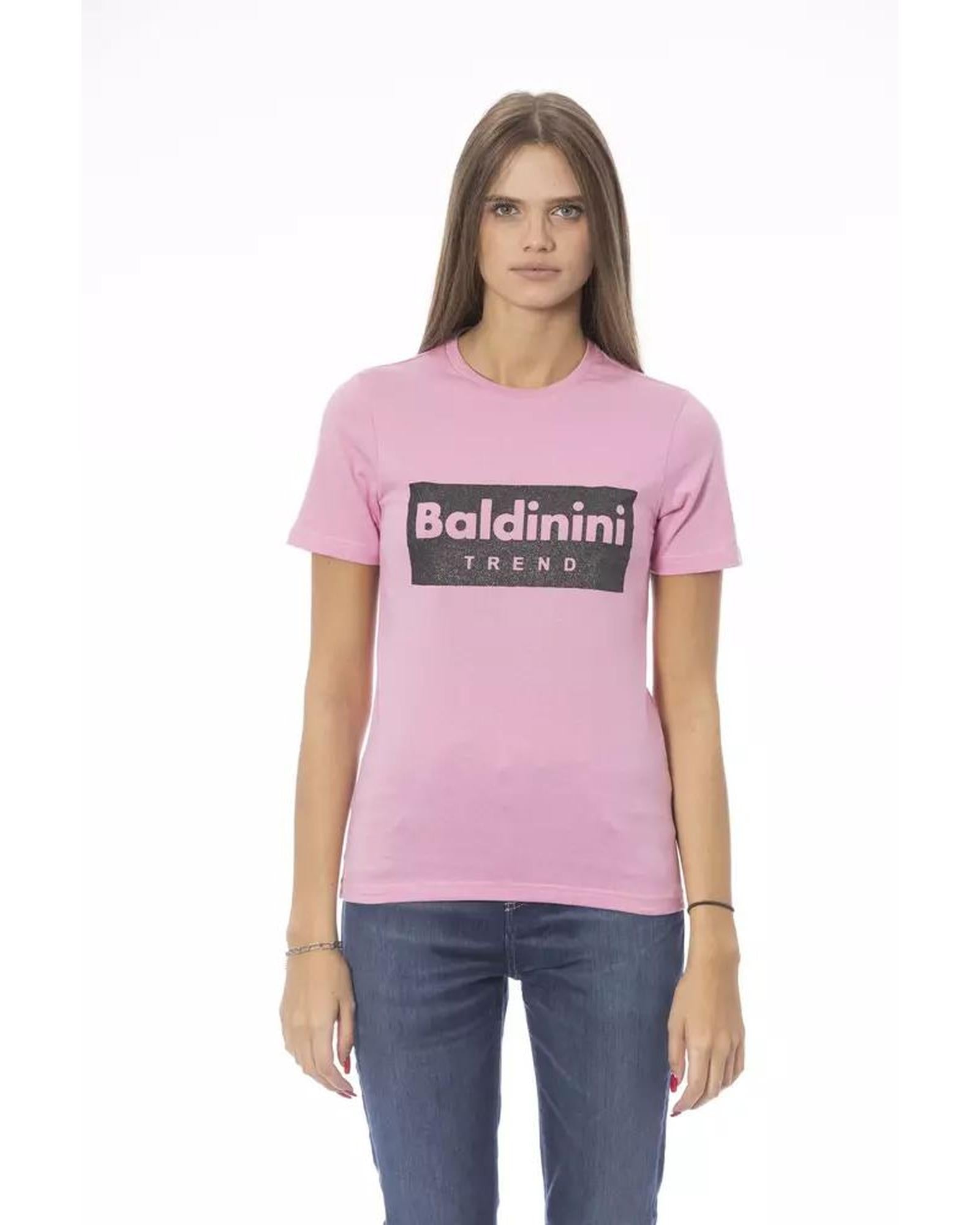 Baldinini Trend Women's Pink Cotton Tops & T-Shirt - L