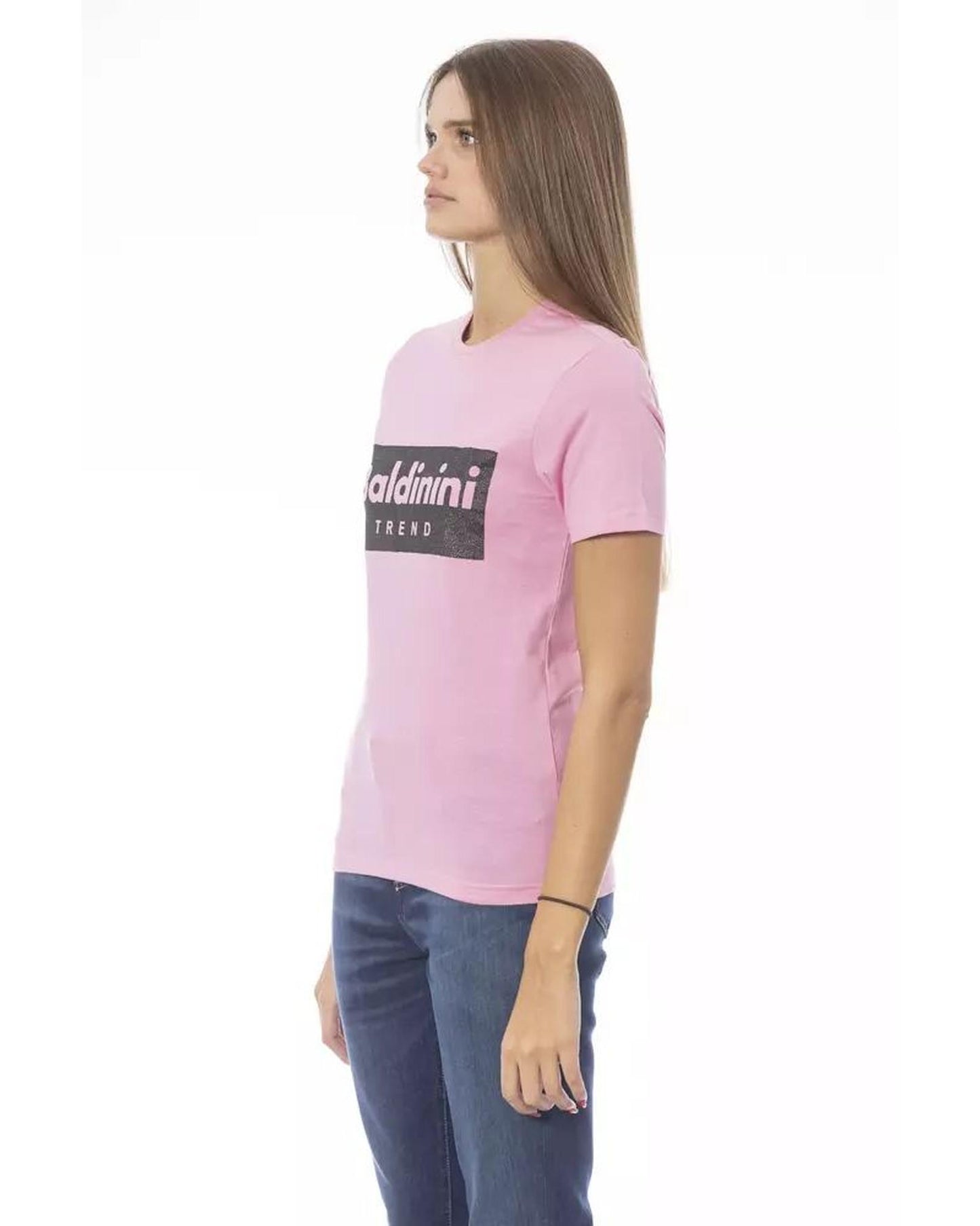 Baldinini Trend Women's Pink Cotton Tops & T-Shirt - L