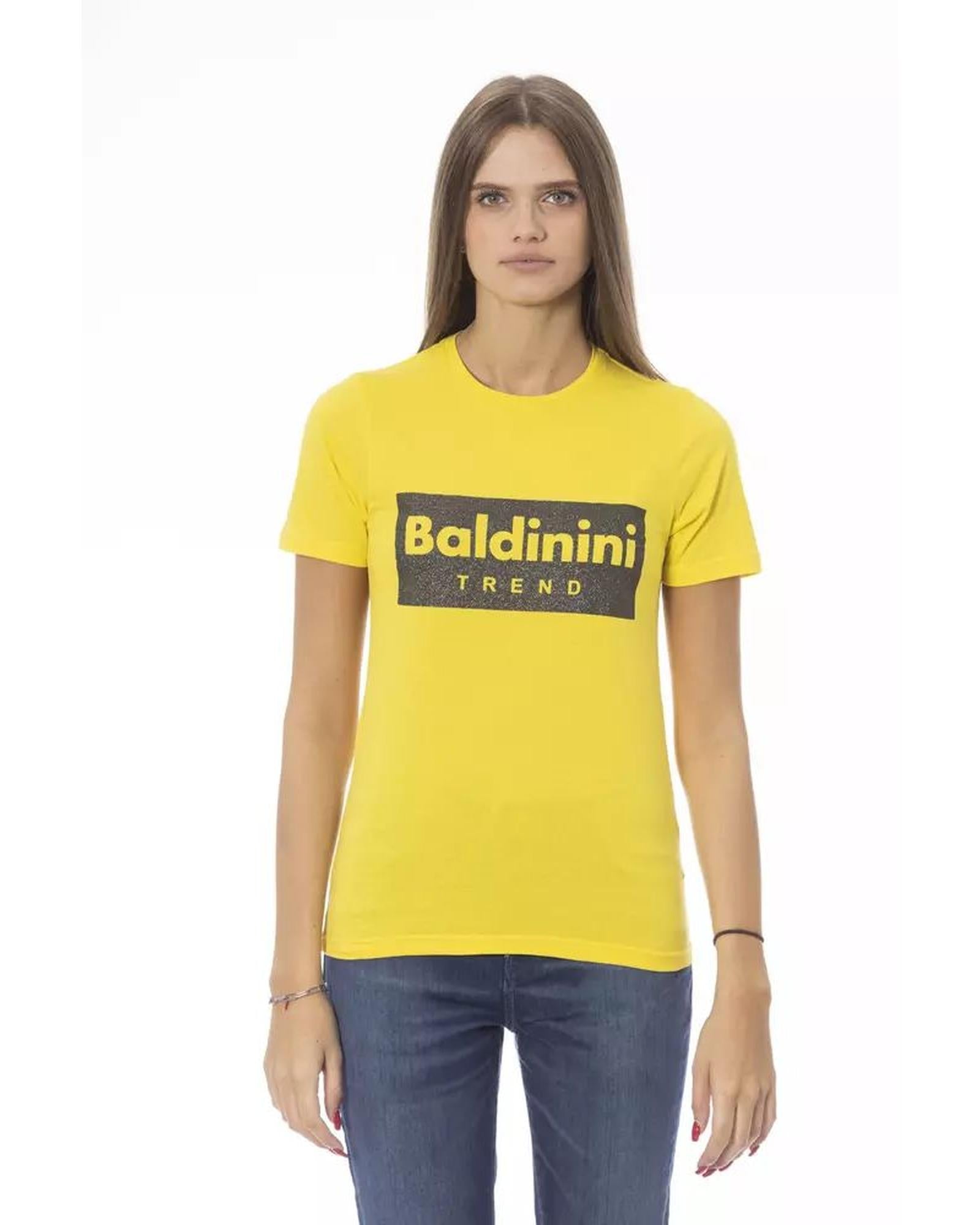 Baldinini Trend Women's Yellow Cotton Tops & T-Shirt - L