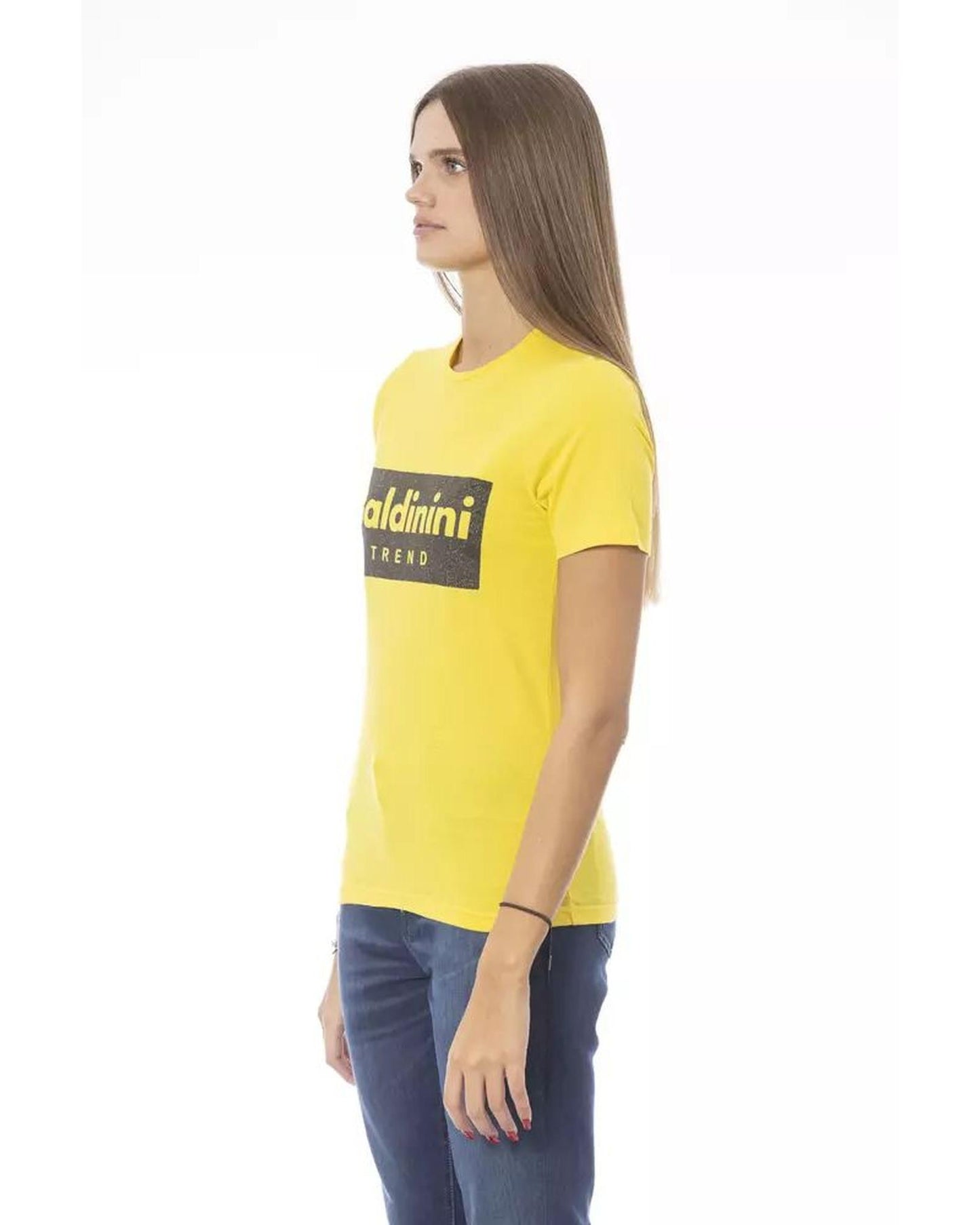 Baldinini Trend Women's Yellow Cotton Tops & T-Shirt - M