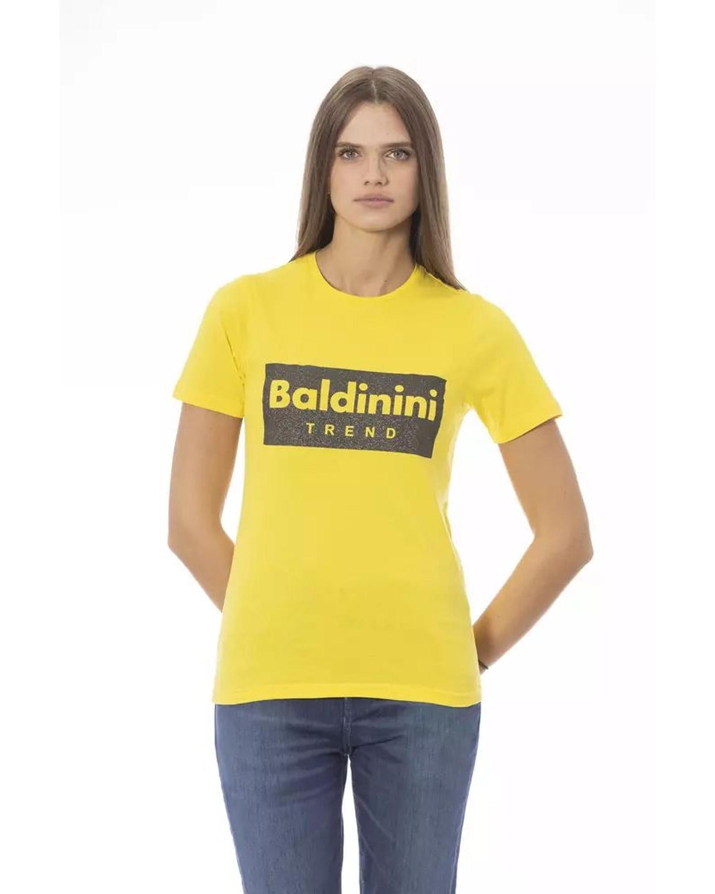 Baldinini Trend Women's Yellow Cotton Tops & T-Shirt - S