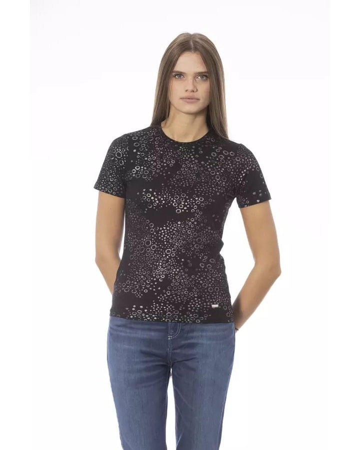 Baldinini Trend Women's Black Cotton Tops & T-Shirt - L