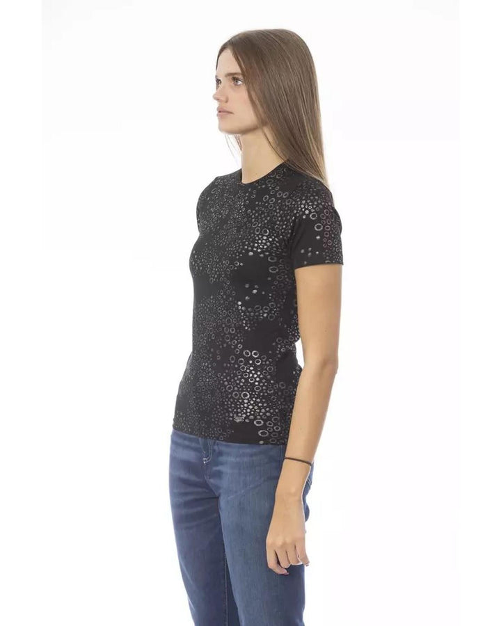 Baldinini Trend Women's Black Cotton Tops & T-Shirt - M