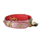 Dolce & Gabbana Women's Metallic Pink Leather Studded Shoulder Strap - One Size