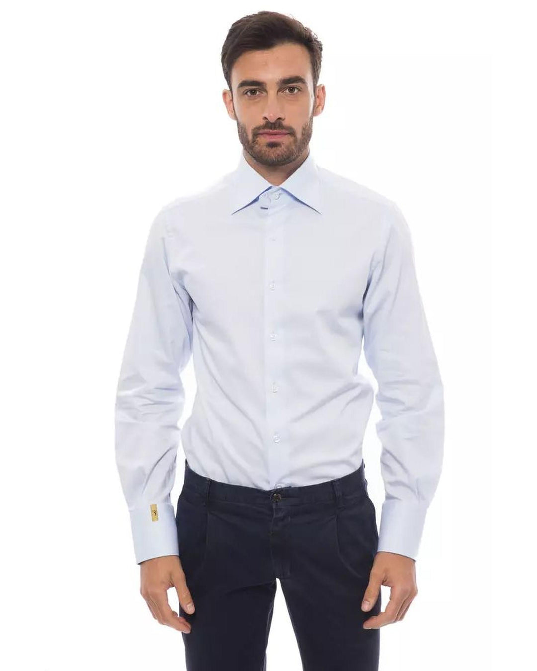 Billionaire Italian Couture Men's Light Blue Cotton Shirt - 44 IT