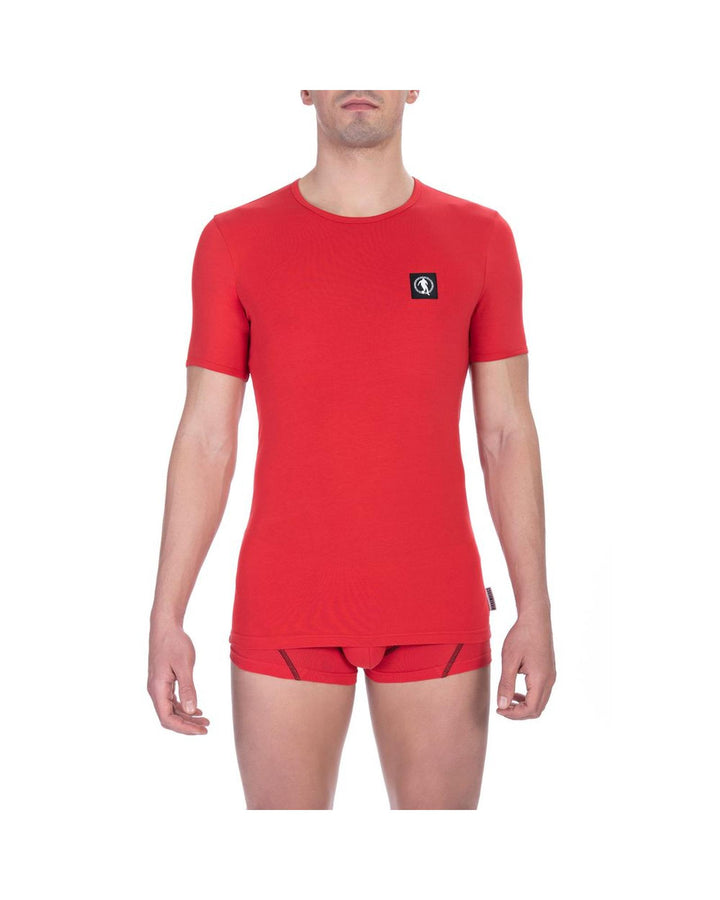 Bikkembergs Men's Vibrant Red Cotton Crew Neck Tee Twin Pack - L