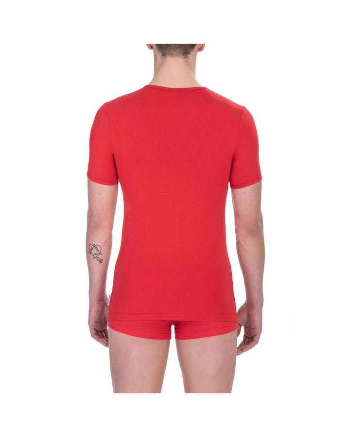 Bikkembergs Men's Vibrant Red Cotton Crew Neck Tee Twin Pack - L