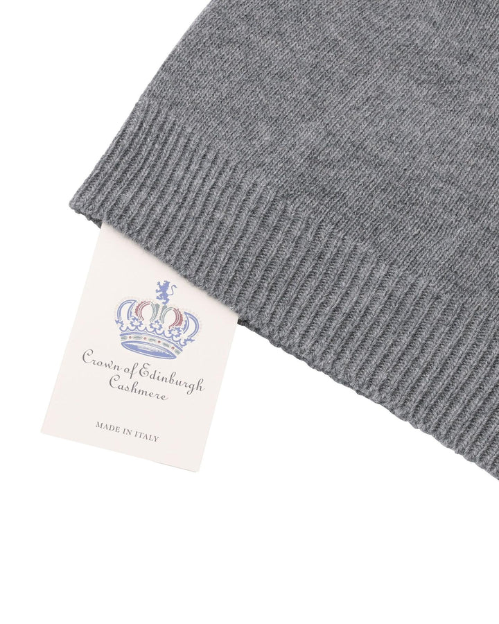 Crown of Edinburgh Cashmere Women's Luxury Cashmere Womens Knit Beanie - COE 0046 in Smog - One Size