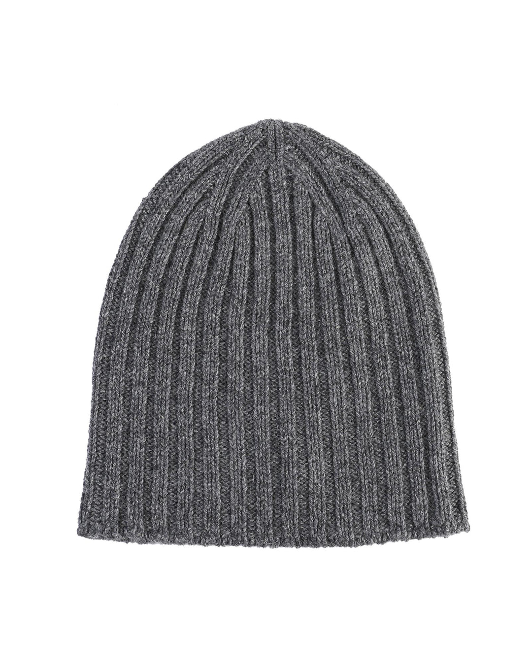 Crown of Edinburgh Cashmere Women's Ribbed Cashmere Womens Beanie in Dark gray - One Size