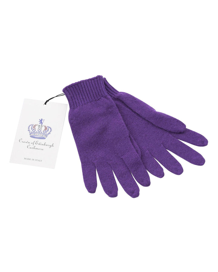 Crown of Edinburgh Cashmere Women's Luxury Cashmere Womens Short Gloves in Purple - M