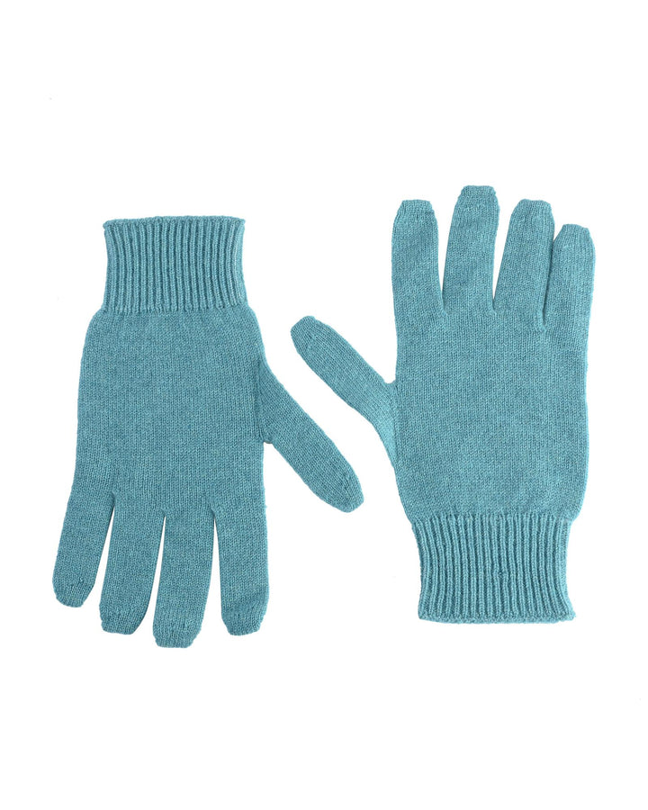 Crown of Edinburgh Cashmere Women's Luxury Cashmere Womens Short Gloves in Sky blue - M