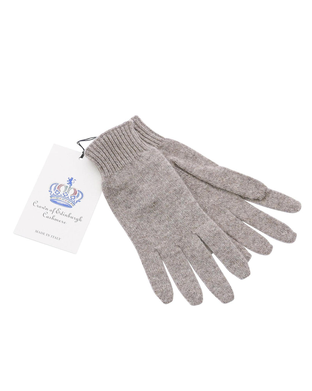 Crown of Edinburgh Cashmere Women's Luxury Cashmere Womens Short Gloves in Taupe - M