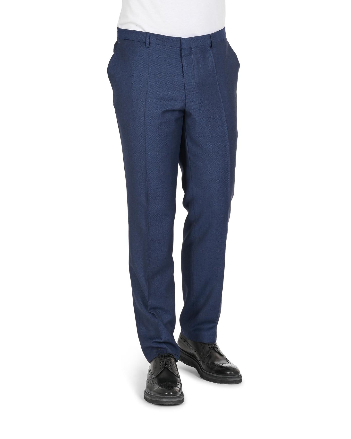 Hugo Boss Men's Blue Wool Blend Trousers in Blue - 102 CN