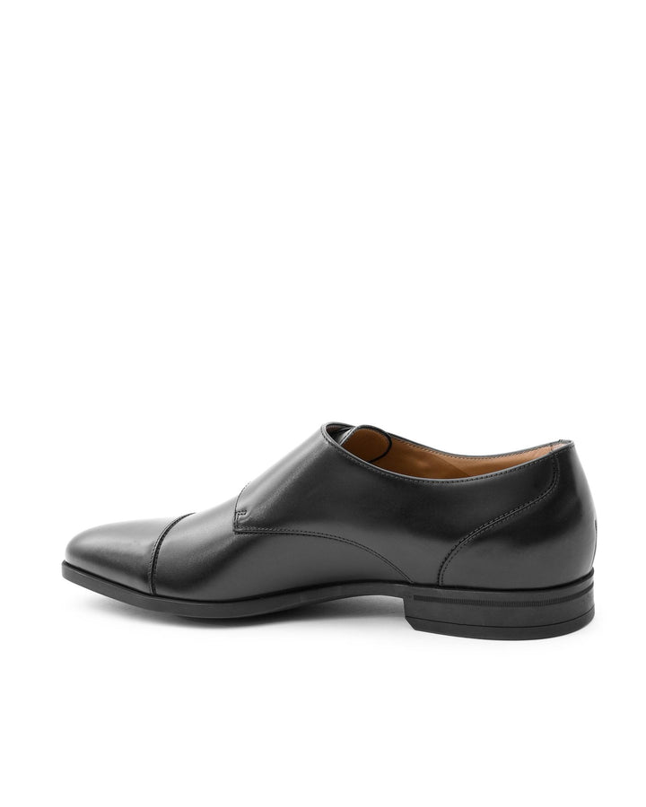 Hugo Boss Men's Black Calfskin Monk Strap Shoes in Black - 11 UK