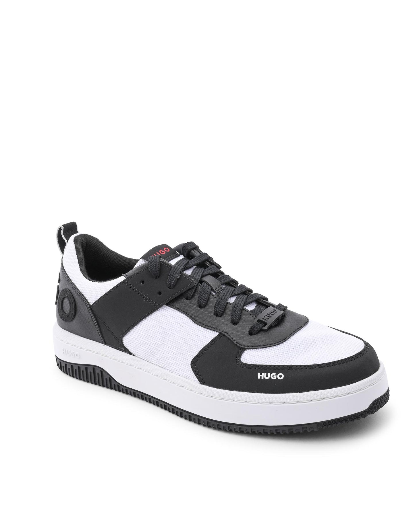 Hugo Boss Men's Charcoal Calfskin Sneakers with Rubber Sole in Multicolor - 43 EU