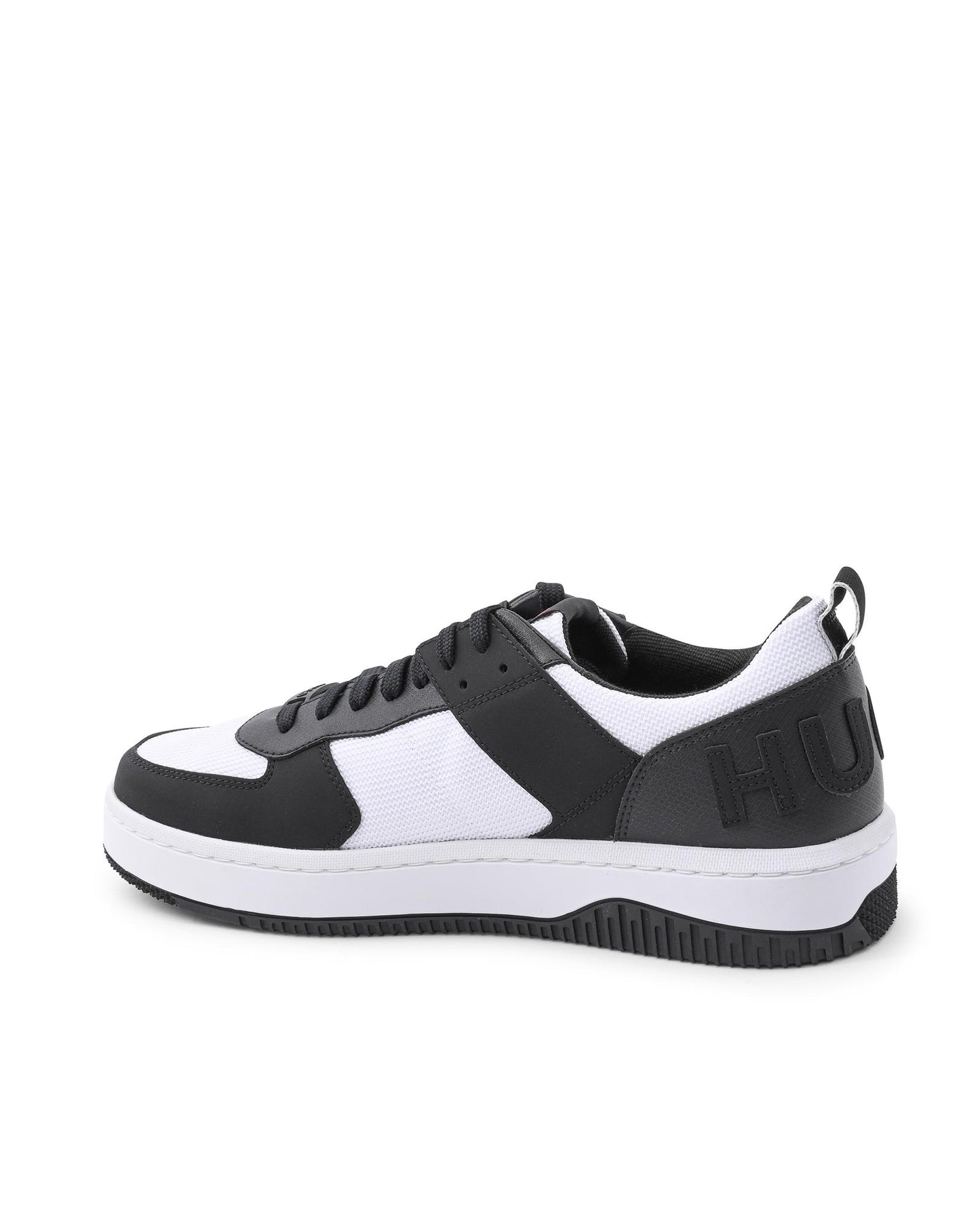 Hugo Boss Men's Charcoal Calfskin Sneakers with Rubber Sole in Multicolor - 46 EU