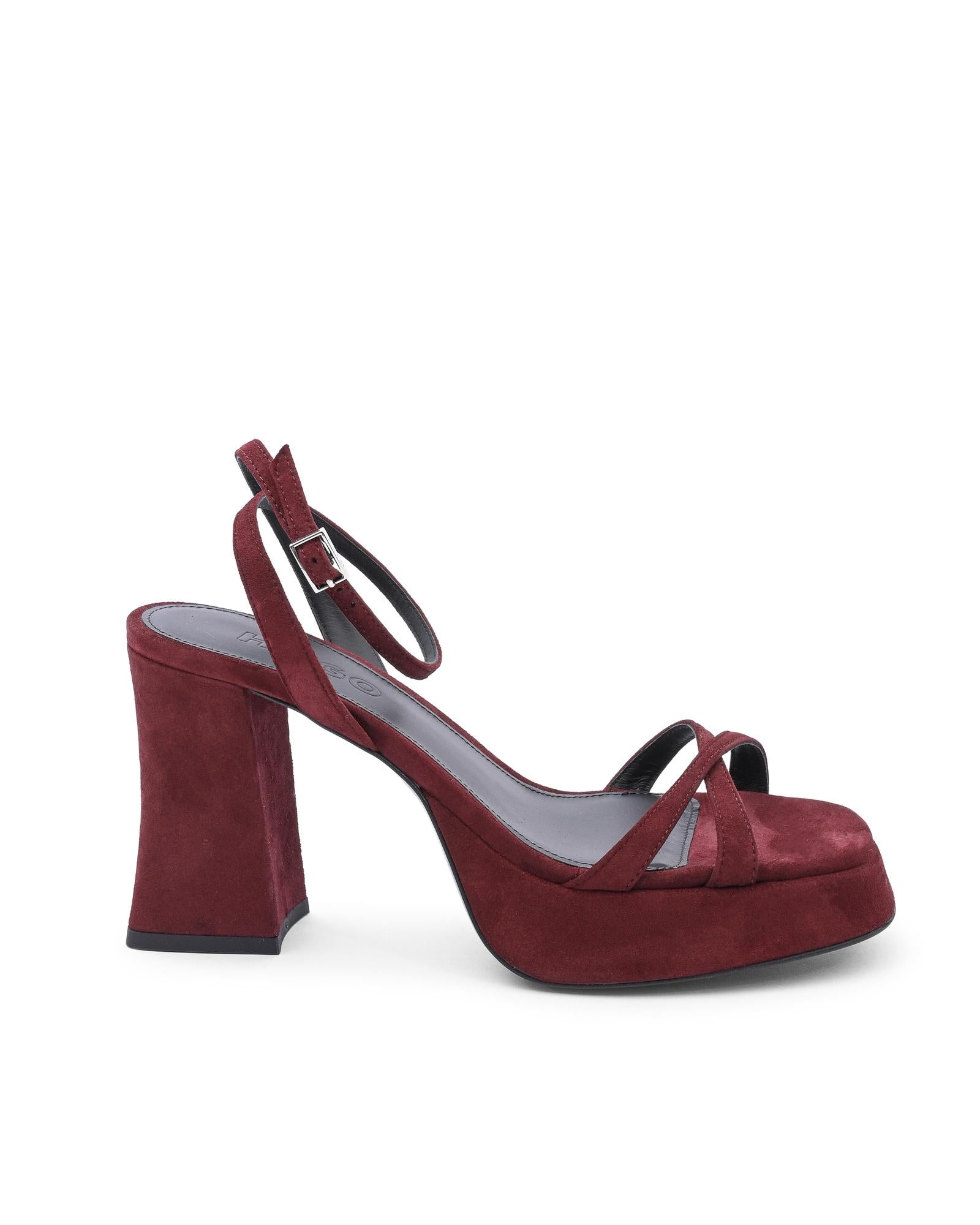 Hugo Boss Women's Dark Red Leather Heeled Sandals in Dark red - 37 EU