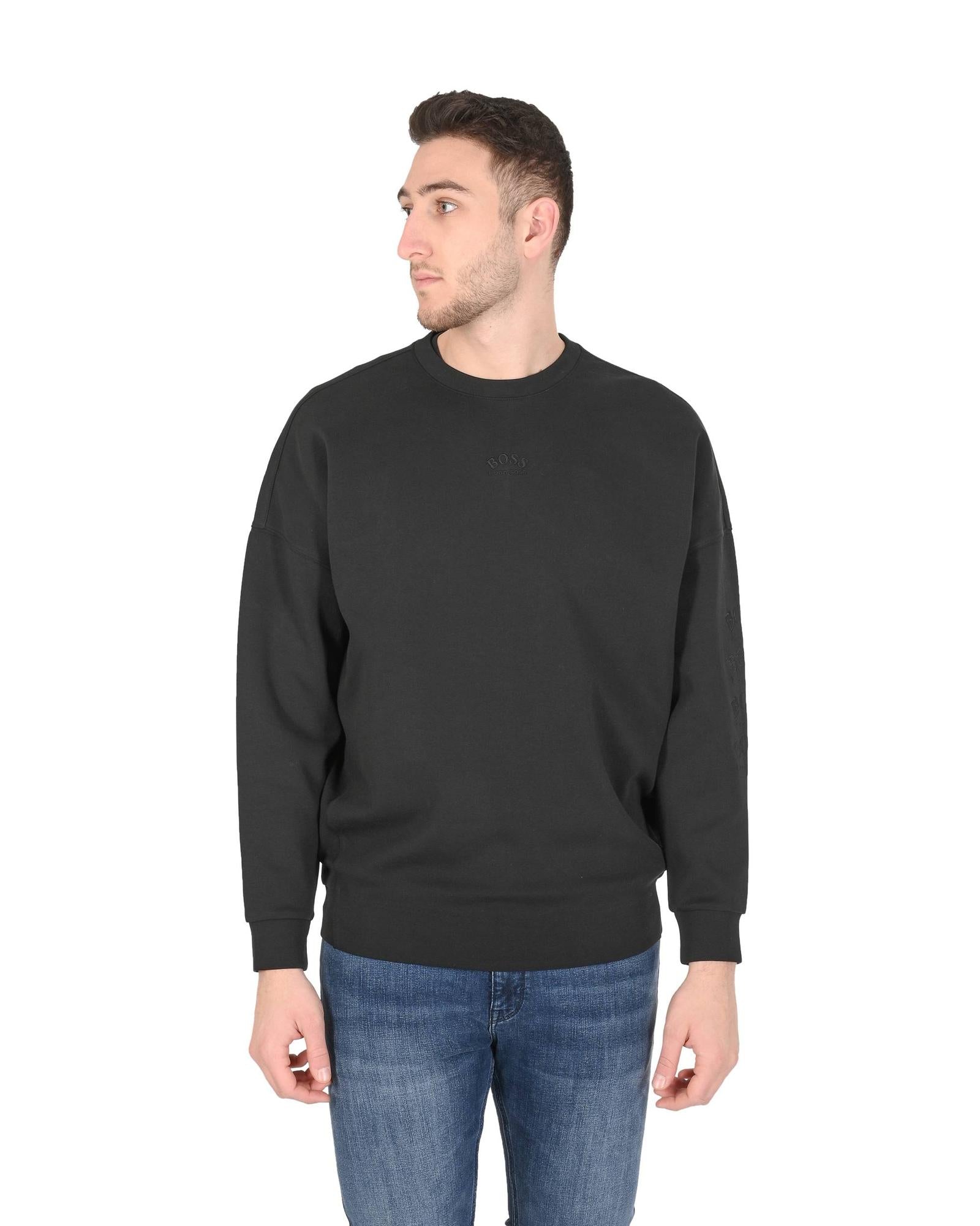 Hugo Boss Men's Black Cotton Blend Sweatshirt in Black - S