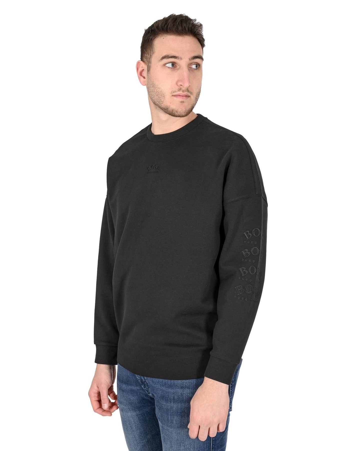 Hugo Boss Men's Black Cotton Blend Sweatshirt in Black - S