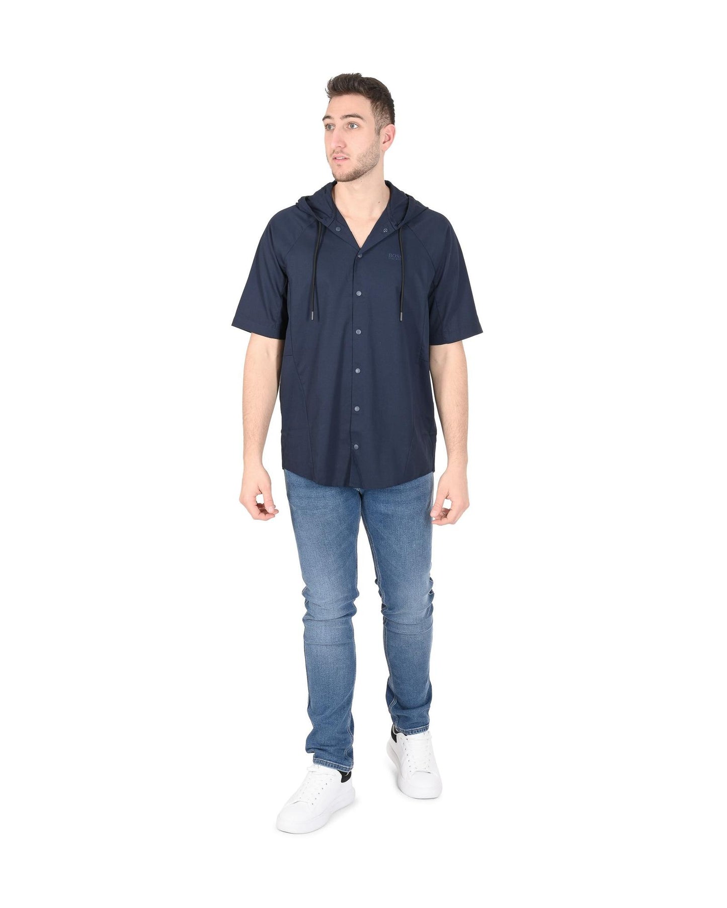 Hugo Boss Men's Cotton Blend Navy Shirt in Navy blue - M