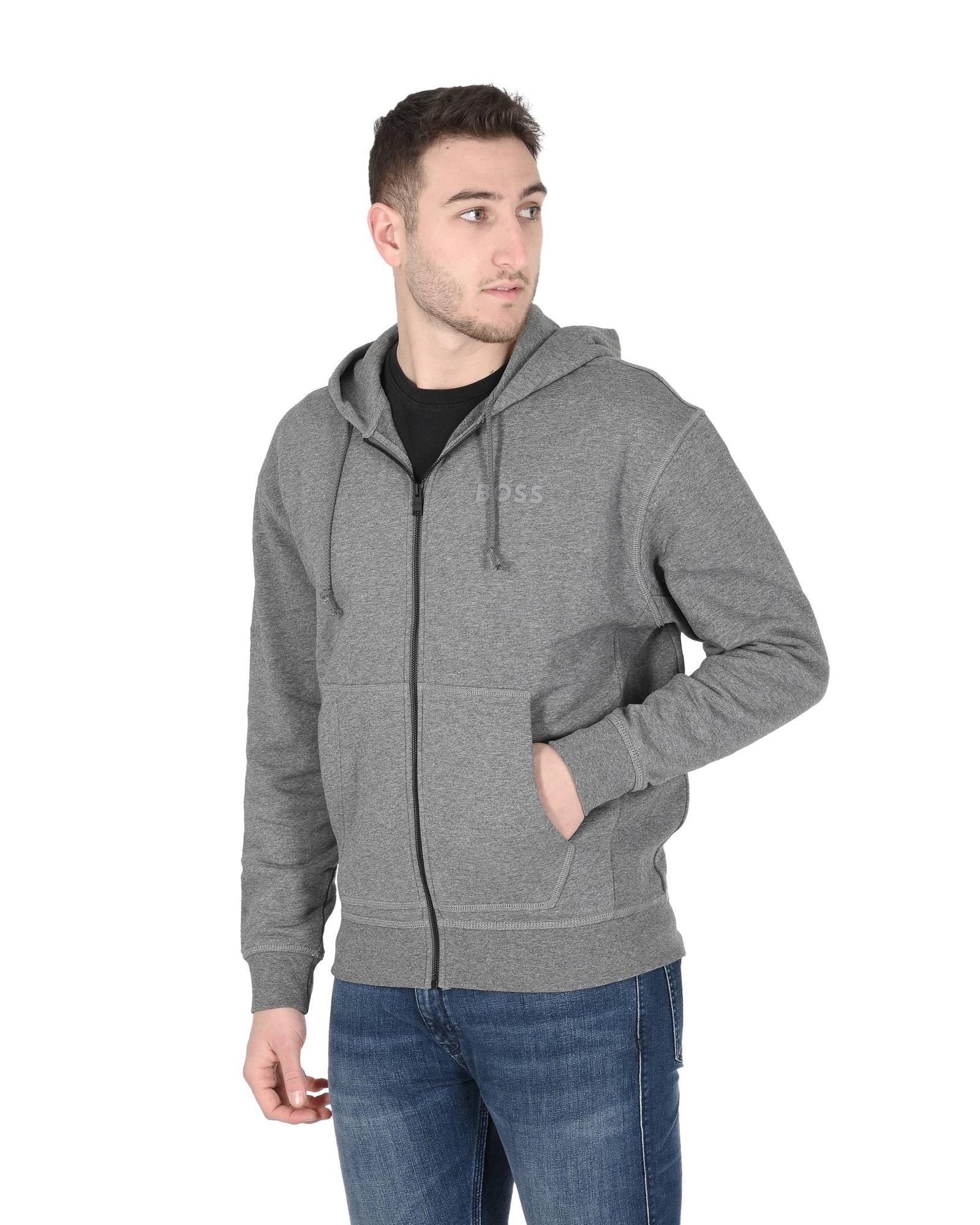 Hugo Boss Men's Cotton Blend Grey Sweatshirt in Grey - 2XL